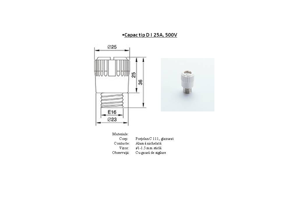 Capac tip D I 25A 500V